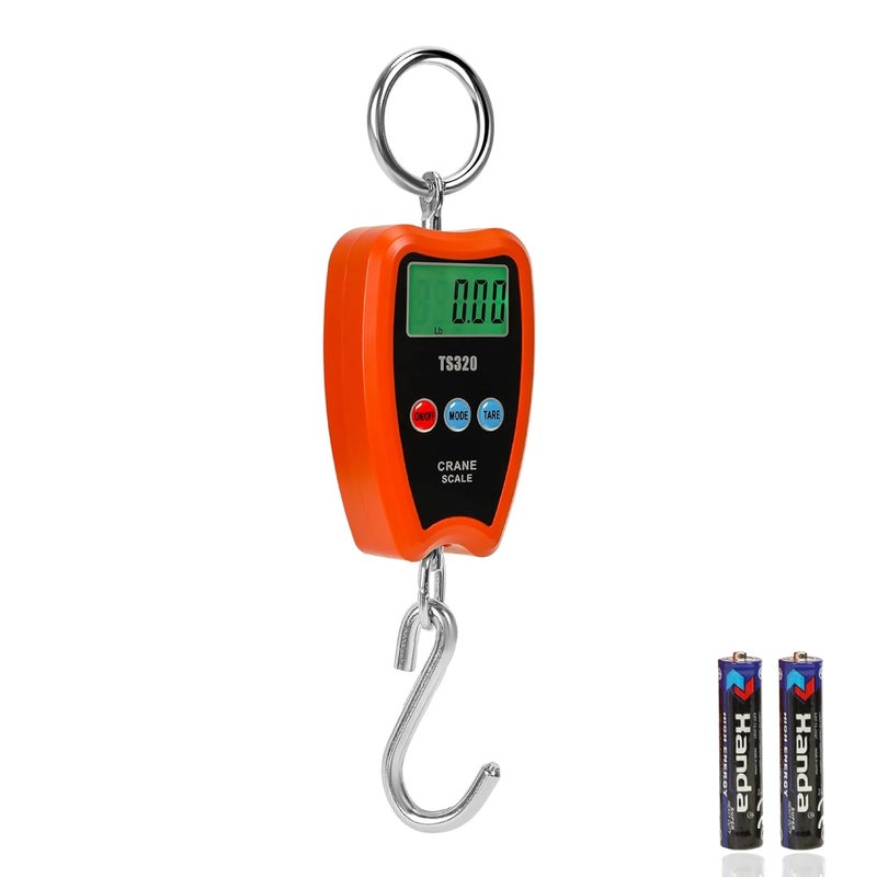 Outmate Digital Crane Scale 300kg/660lbs 200kg/440lbs with LED Handheld Mini Hanging Scale for Garage Farm Hunting Fishing Etc(200kg/Plastic Shell/Orange) - Image 1